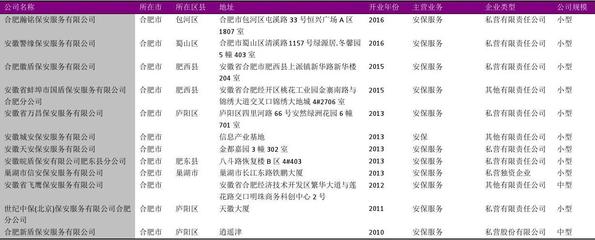 合肥市安保服务行业企业名录2018版143家